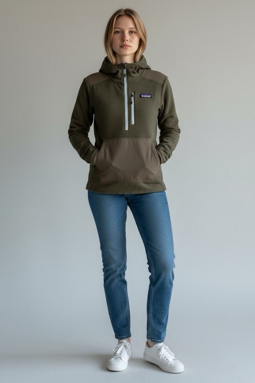 PATAGONIA R2 Cross Strata Hoody Jacket Pullover Pine needle Green Small